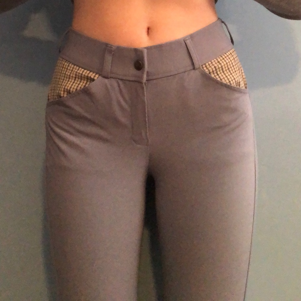 Dover Saddlery Plaid Pocket Breeches Periwinkle 26